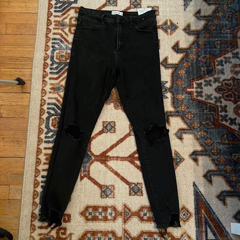 Abercrombie high rise super skinny ankle jeans-distressed